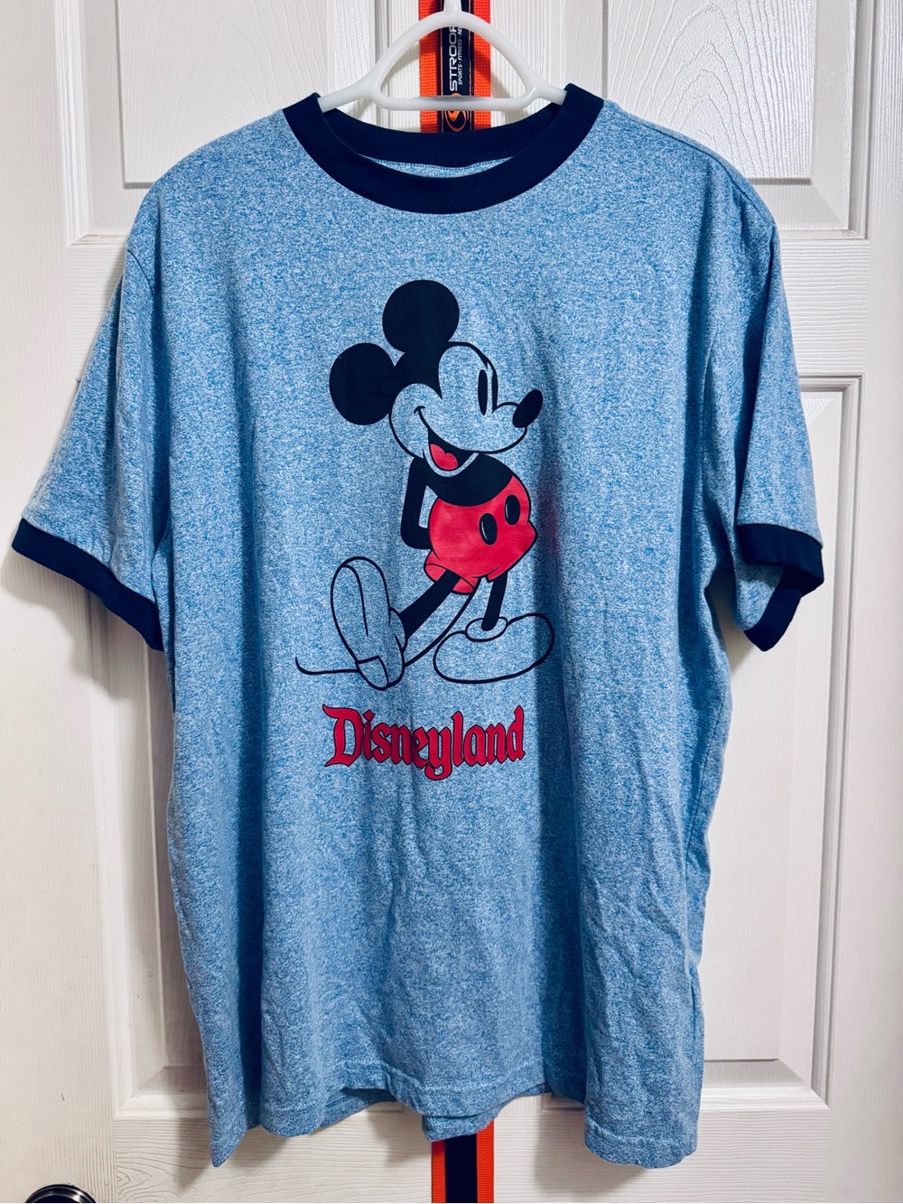 Disney Heather Blue Ringer Tee with Classic Mickey. Men's size XL